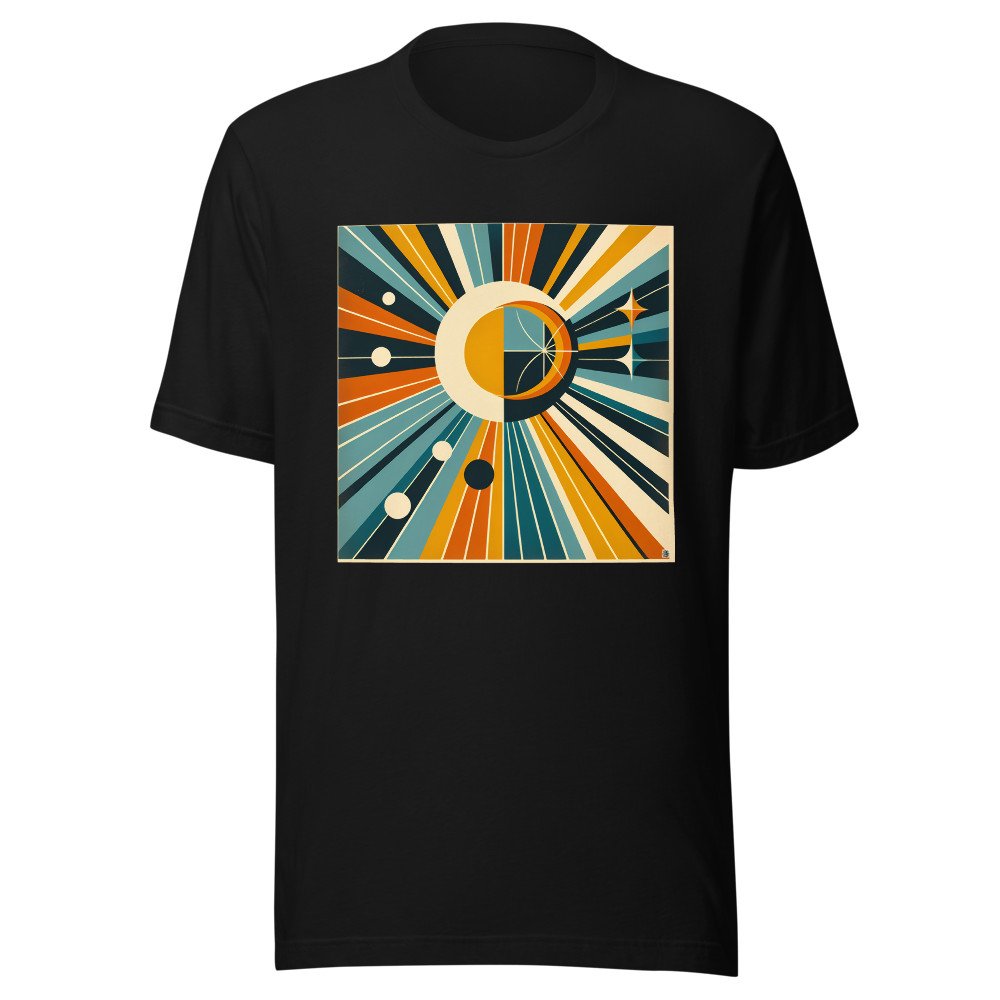 Geometric Sun and Moon Rays Retro Space Design