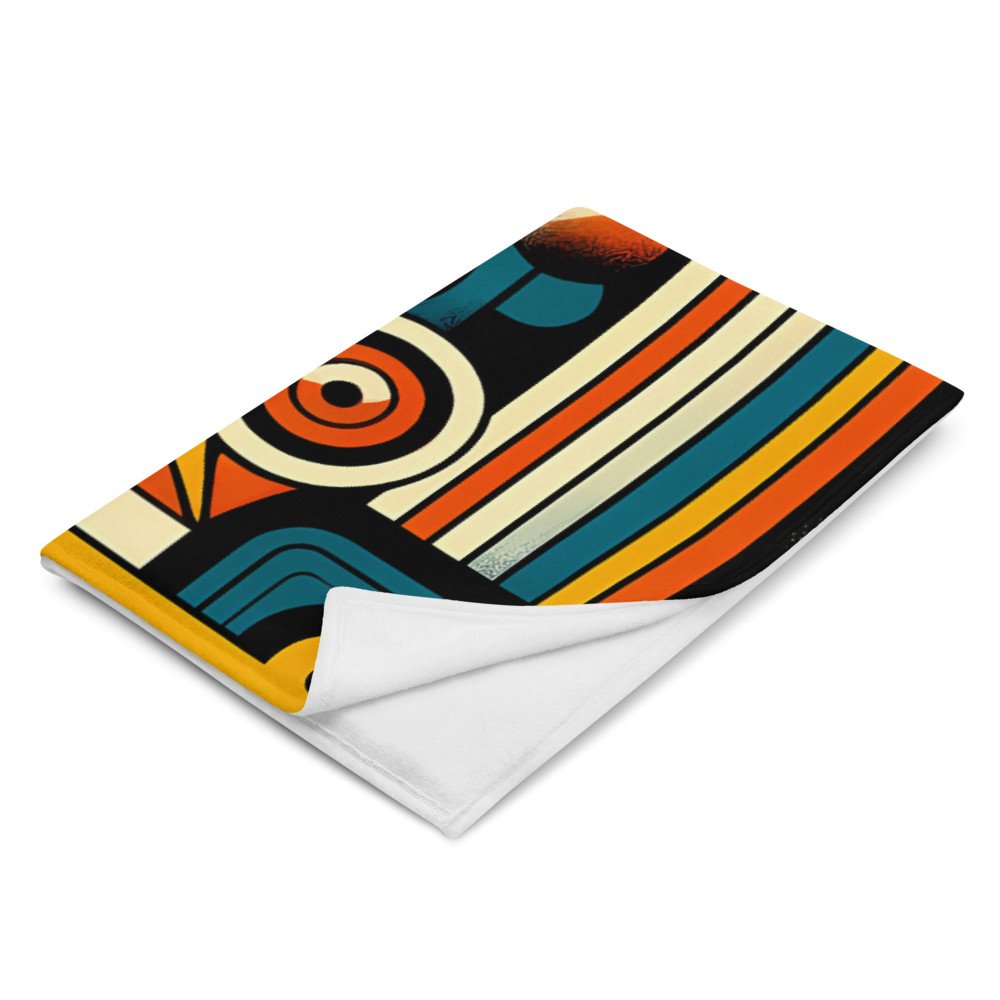 Retro Geometric Eye Abstract in Teal Orange and Gold
