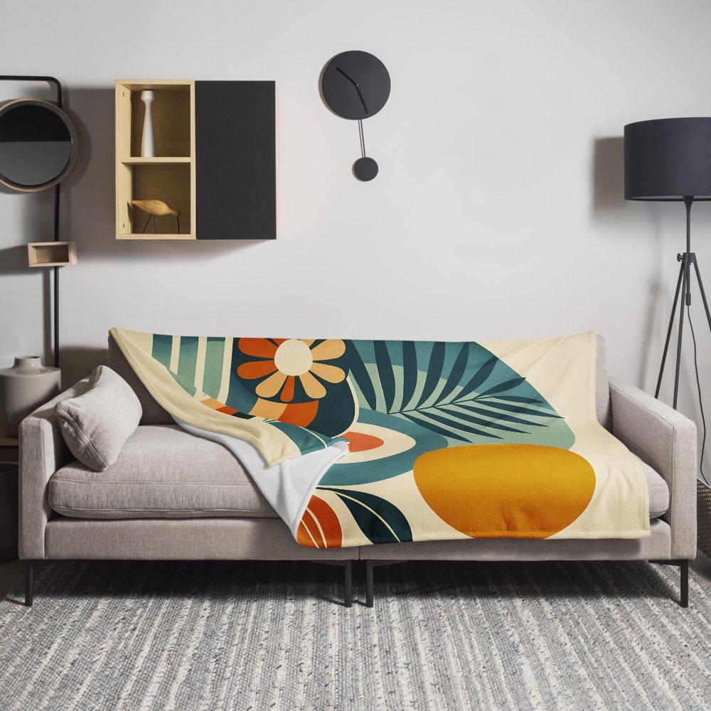 Abstract Botanical Shapes with Sun and Leaves