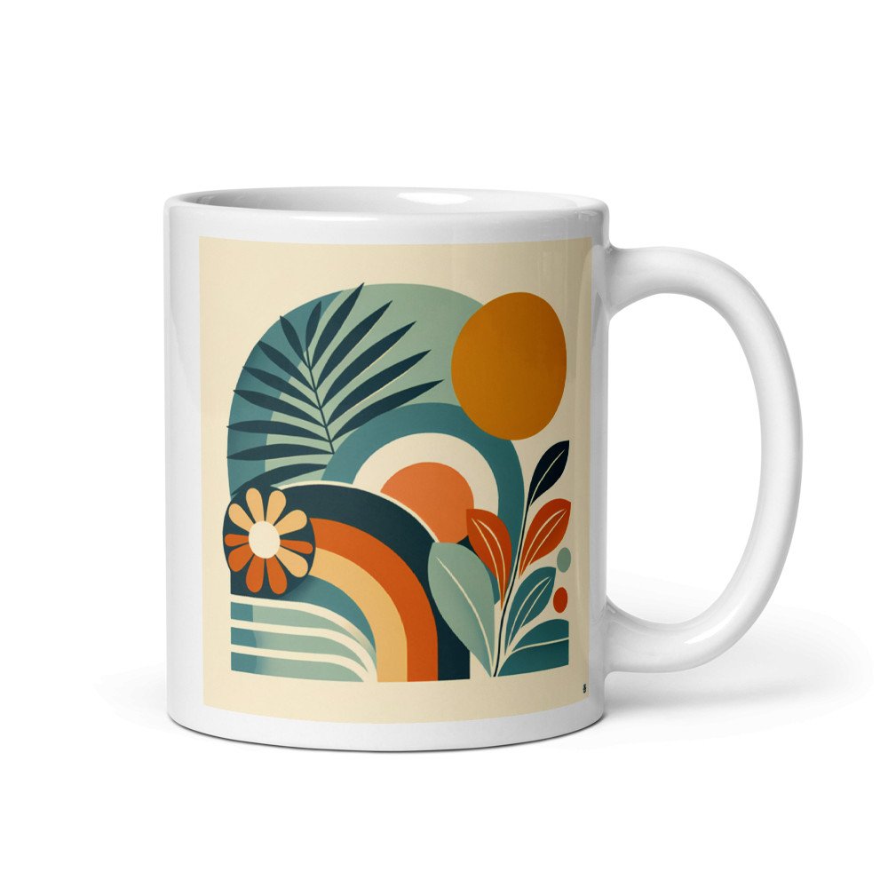 Abstract Botanical Shapes with Sun and Leaves