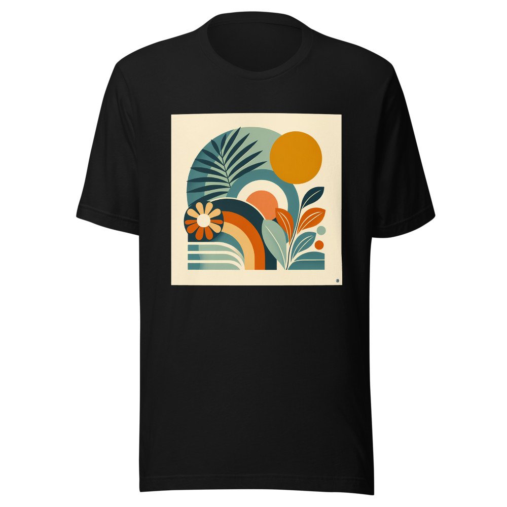 Abstract Botanical Shapes with Sun and Leaves