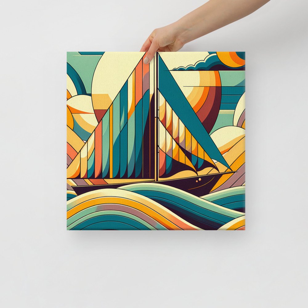 Geometric Sailboat in Retro Waves