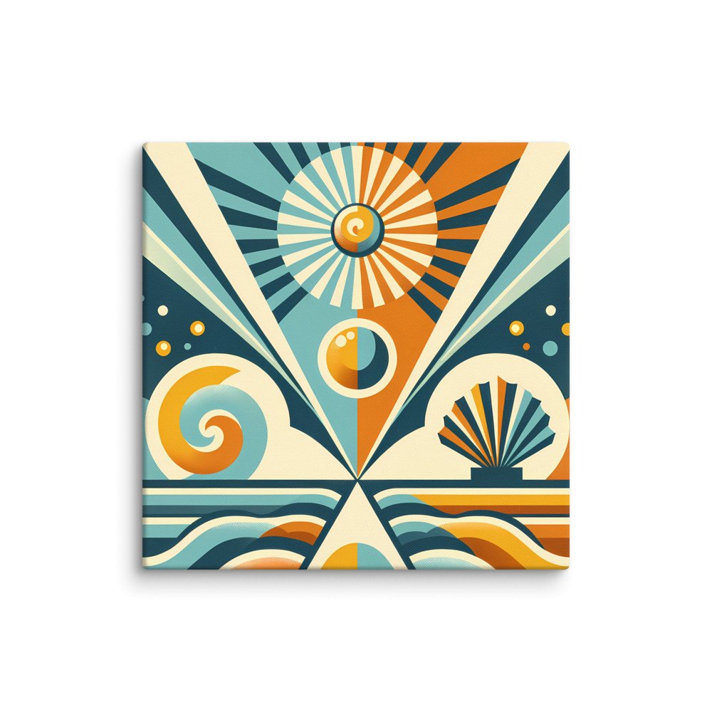 Geometric Sunburst and Waves Abstract