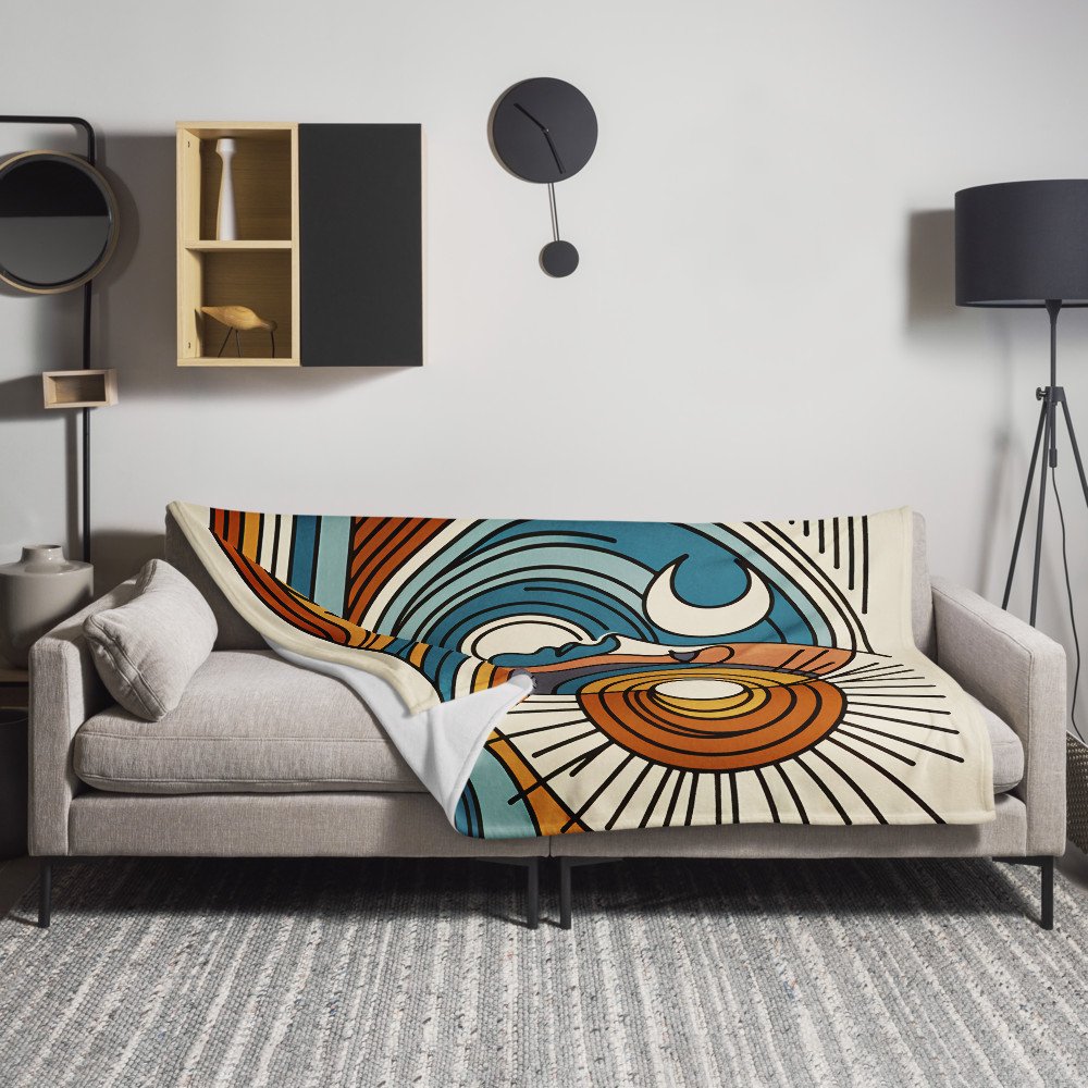 Abstract Line Face with Sun and Moon Waves