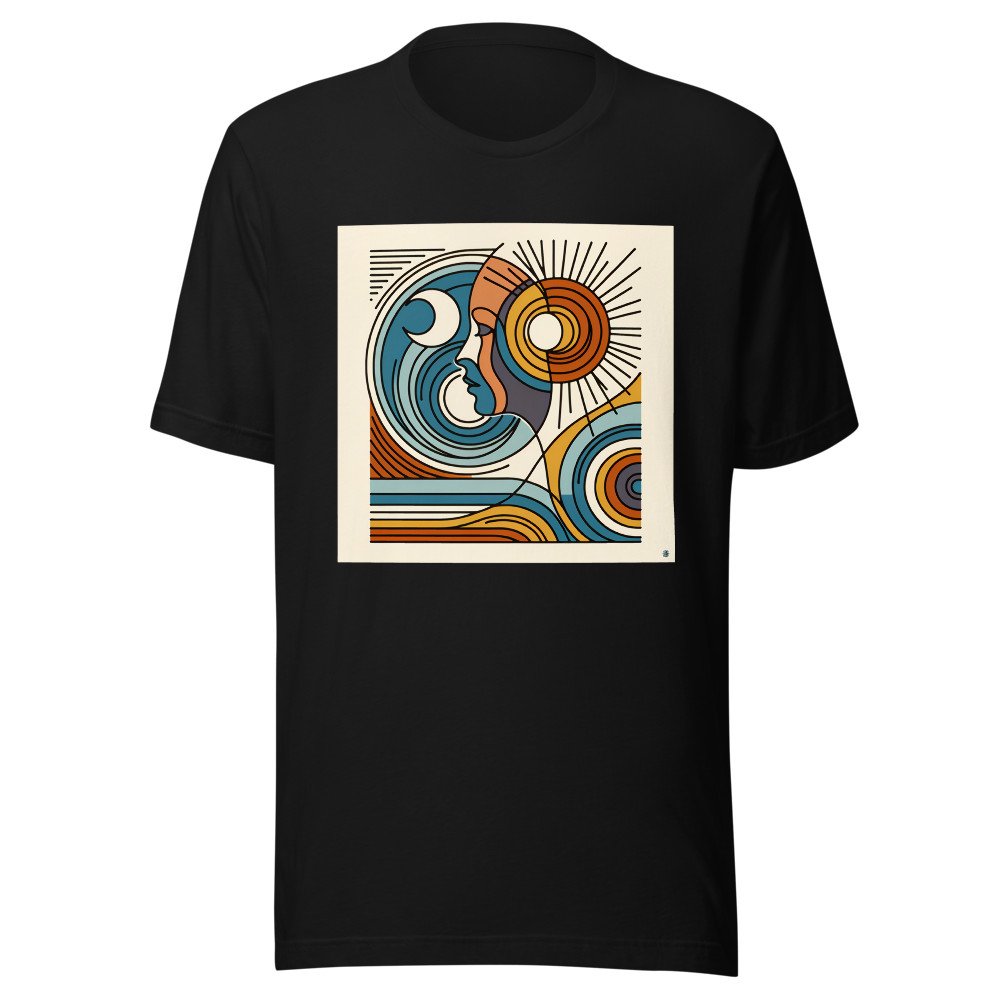 Abstract Line Face with Sun and Moon Waves