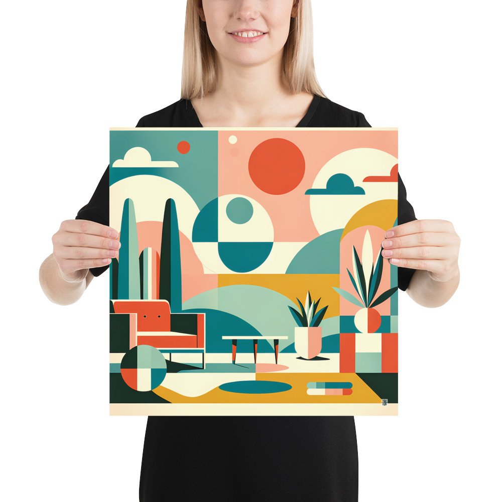 Mid Century Modern Geometric Living Room Abstract