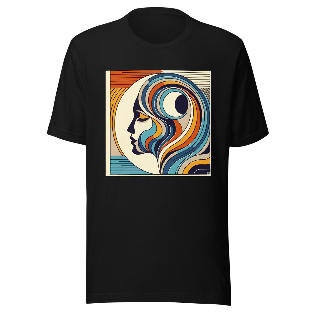 Abstract Woman Profile with Flowing Retro Waves