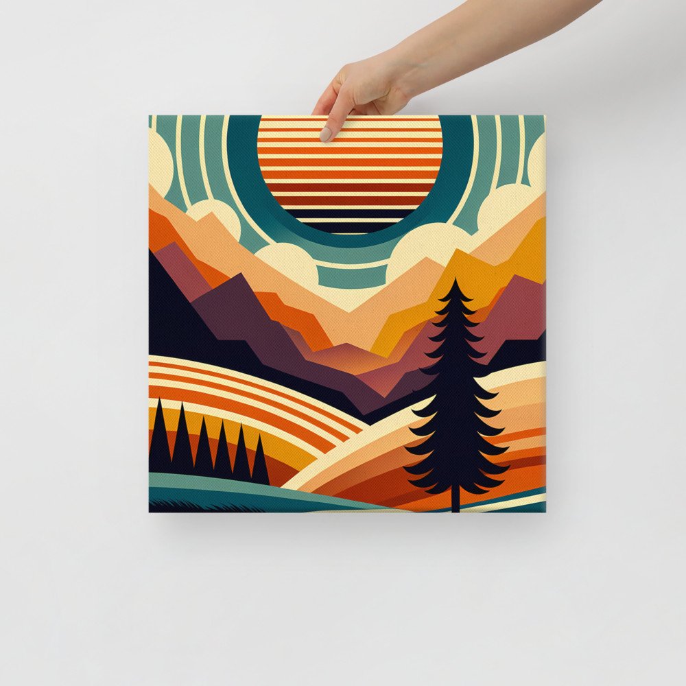 Geometric Mountain Sunrise Landscape