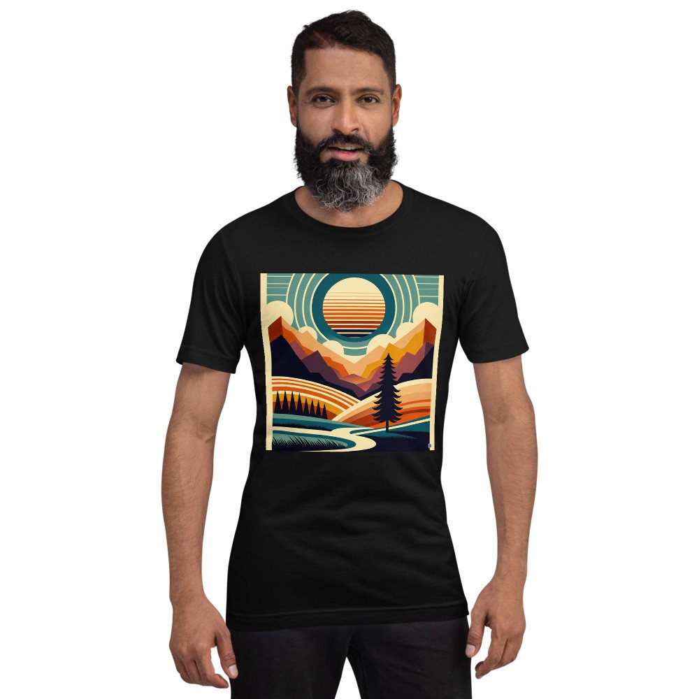 Geometric Mountain Sunrise Landscape