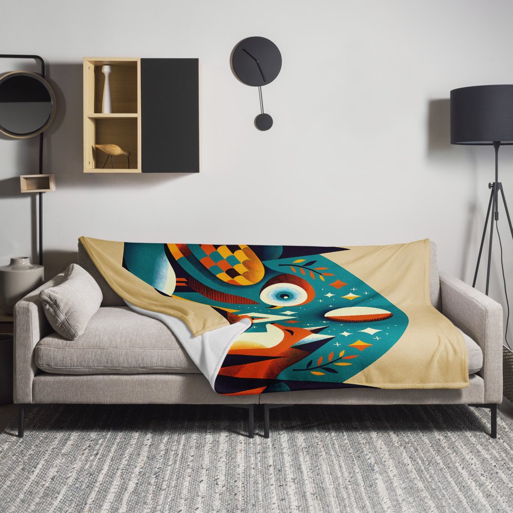 Geometric Owl and Fox Under a Moonlit Sky