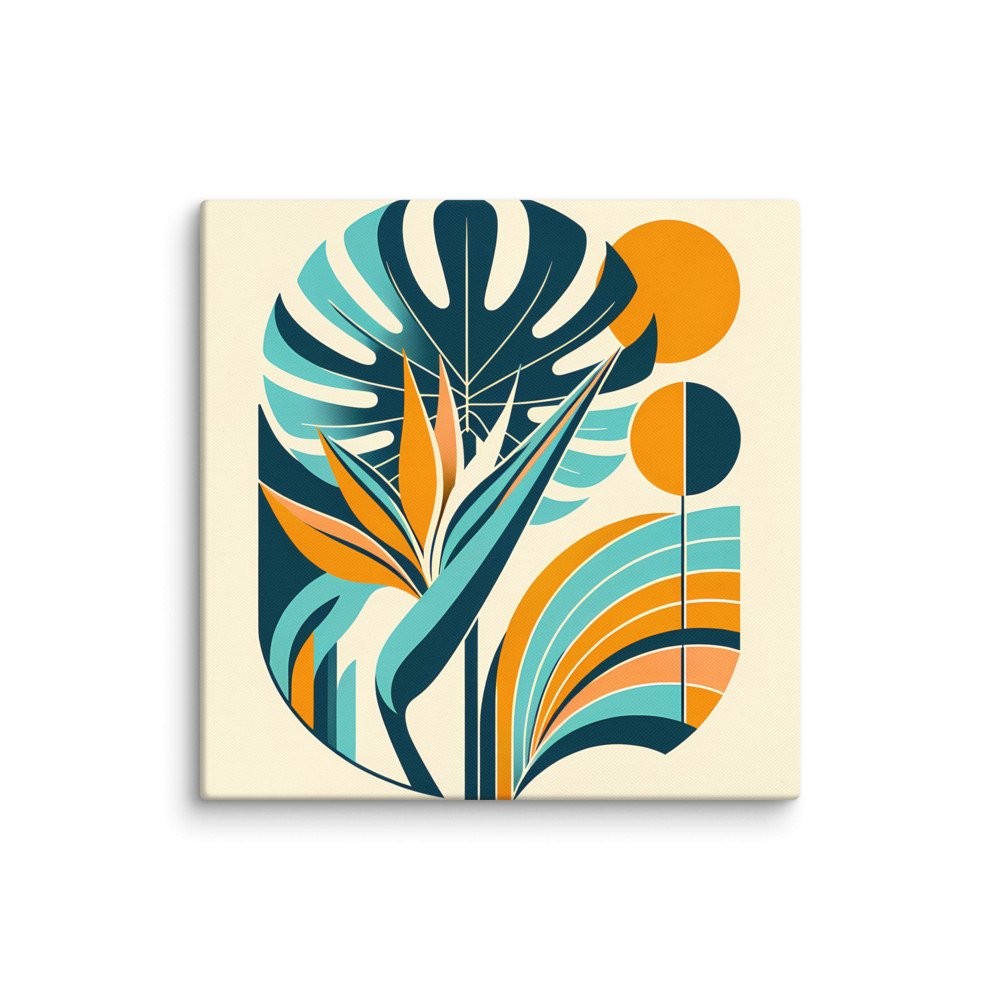 Abstract Tropical Leaves in Teal and Orange