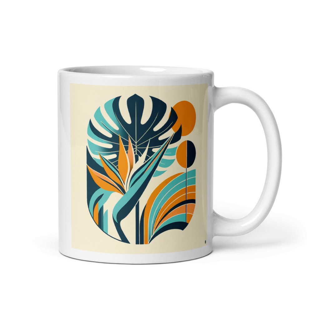 Abstract Tropical Leaves in Teal and Orange