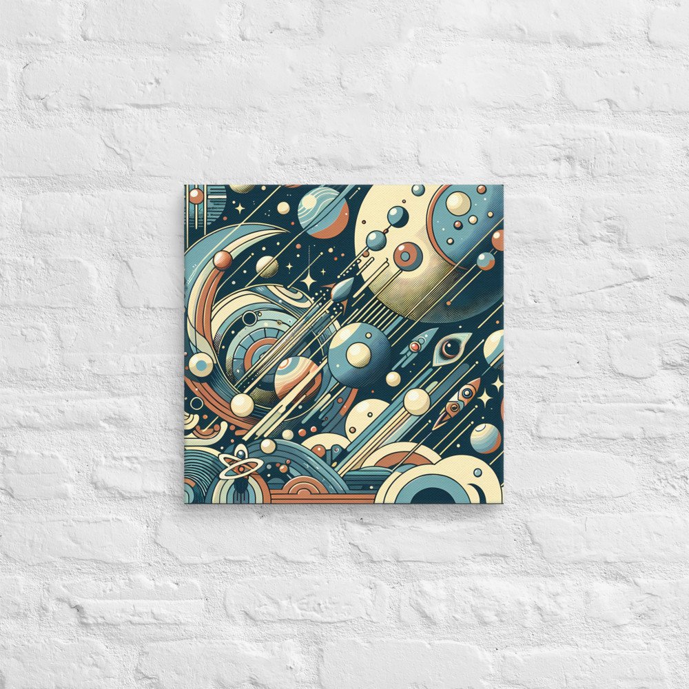 Retro Geometric Space Planets in Teal and Orange