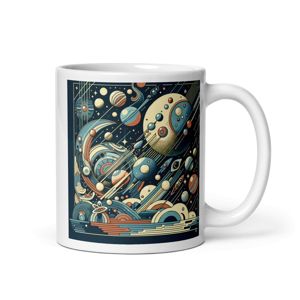 Retro Geometric Space Planets in Teal and Orange