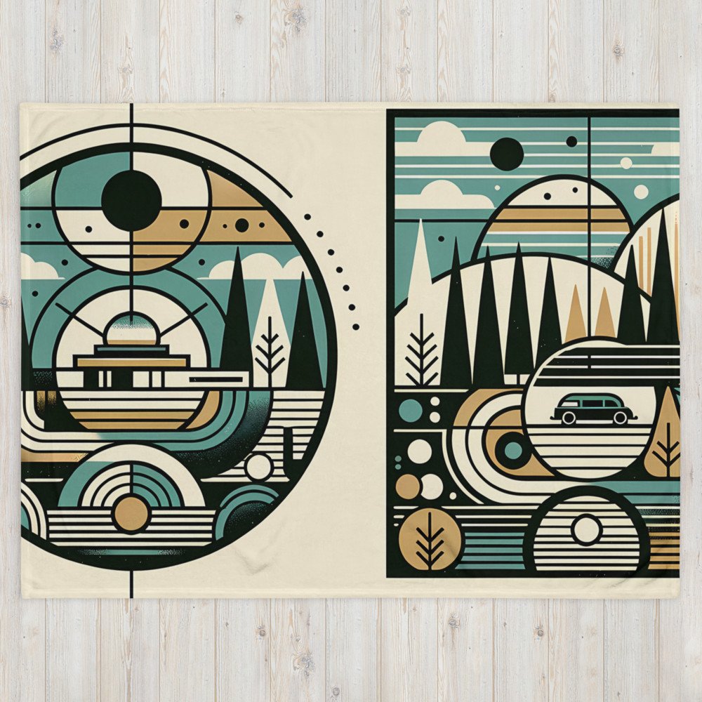 Mid Century Modern Geometric Mountain Landscape