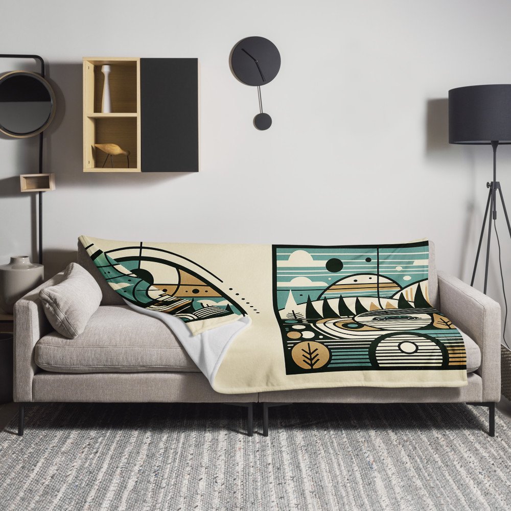 Mid Century Modern Geometric Mountain Landscape