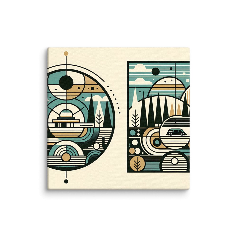 Mid Century Modern Geometric Mountain Landscape