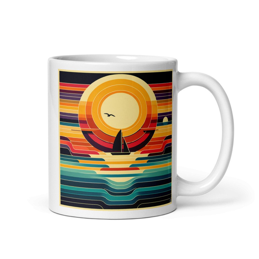 Geometric Sunset Sailboat Colour Block
