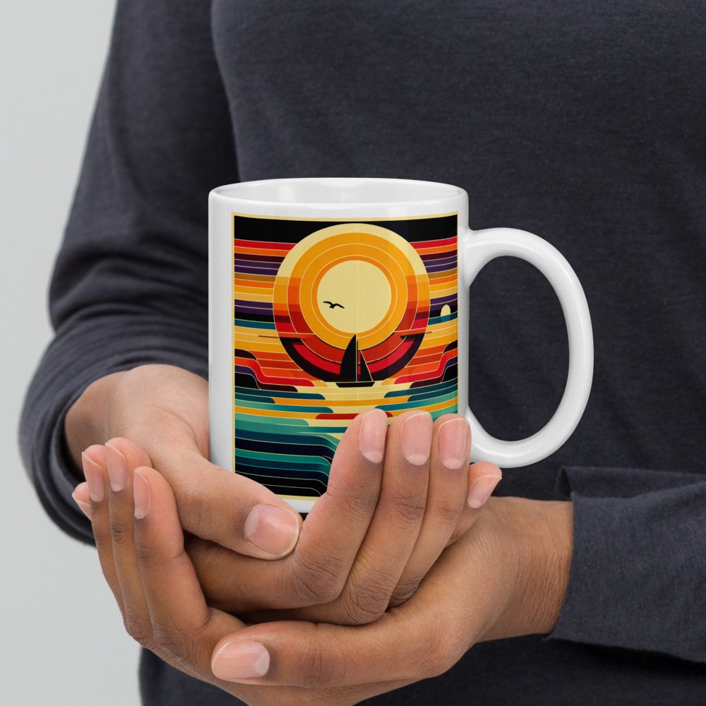 Geometric Sunset Sailboat Colour Block