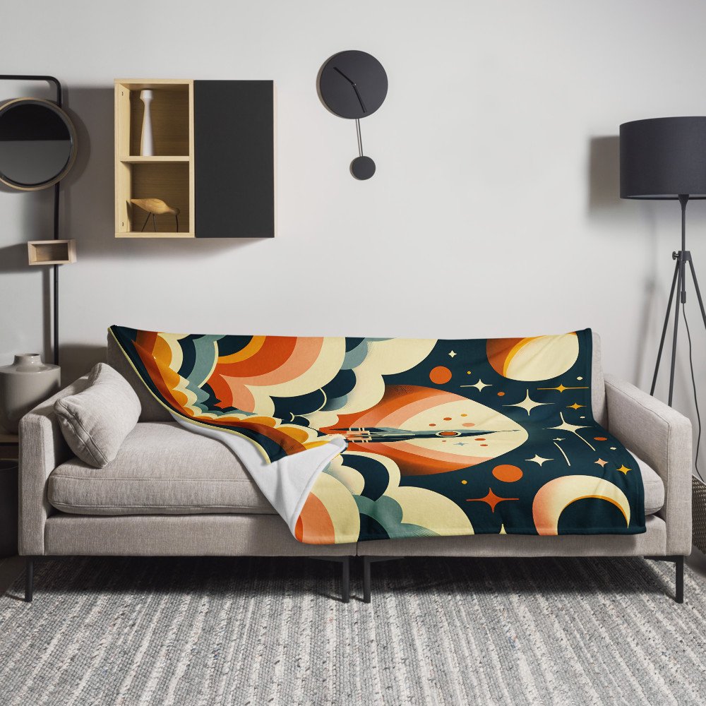 Retro Rocket Launch in Starry Night Sky