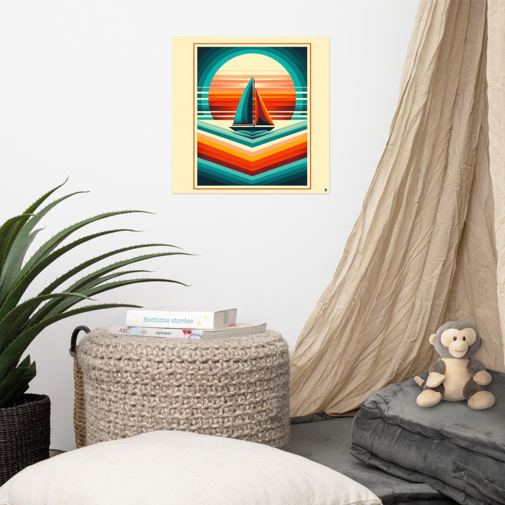 Geometric Sailboat Sunset Colour Blocks