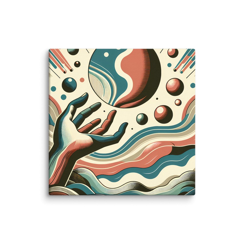 Retro Cosmic Hand and Abstract Planet Waves