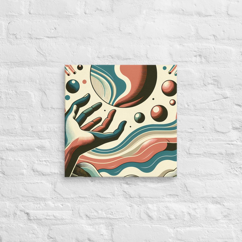 Retro Cosmic Hand and Abstract Planet Waves