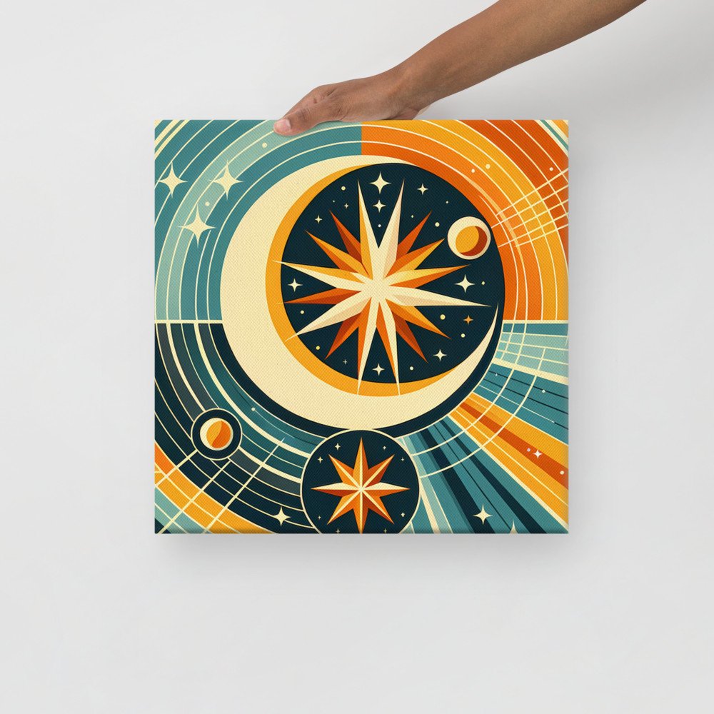 Geometric Crescent Moon and Starburst Orbit