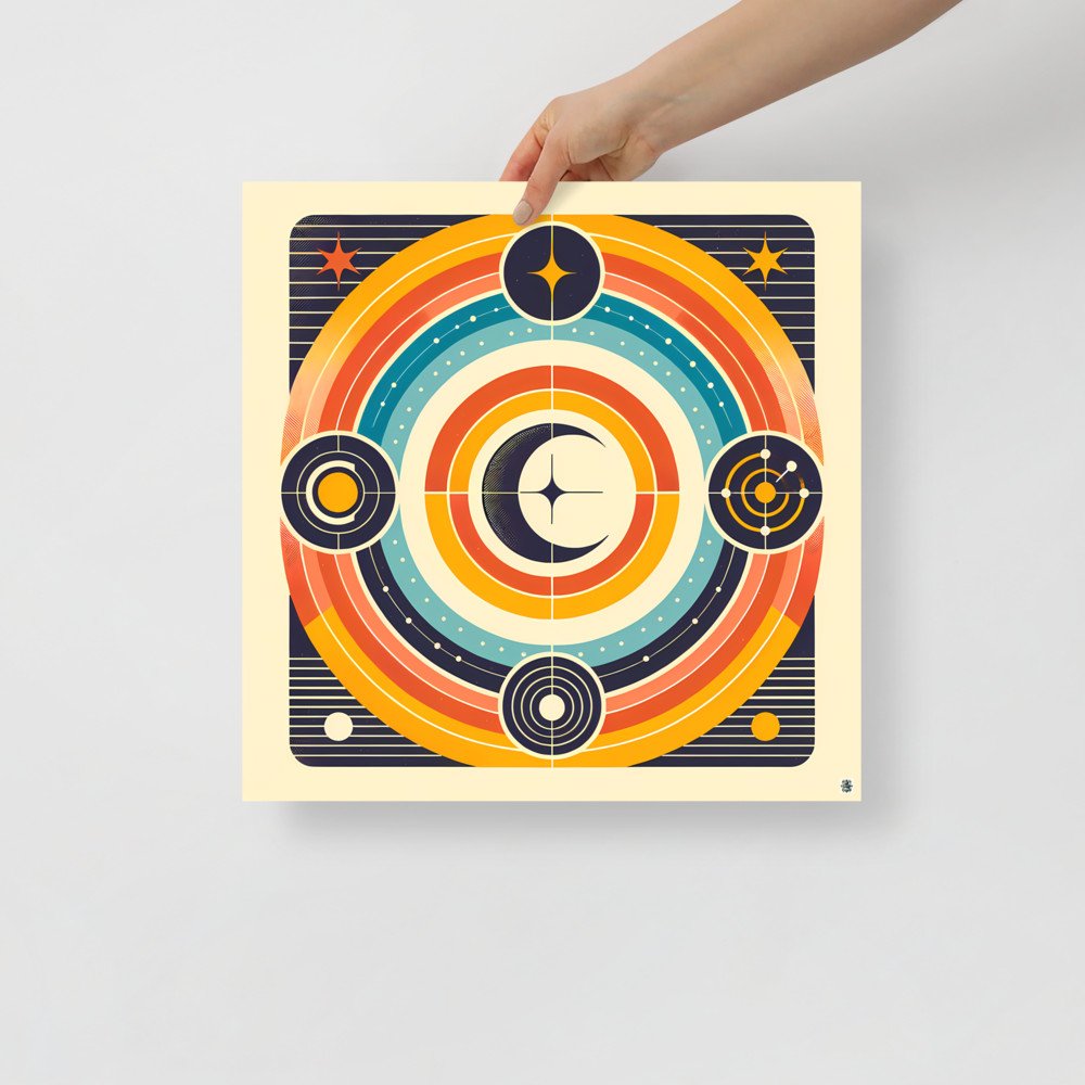 Geometric Moon and Starburst Circles