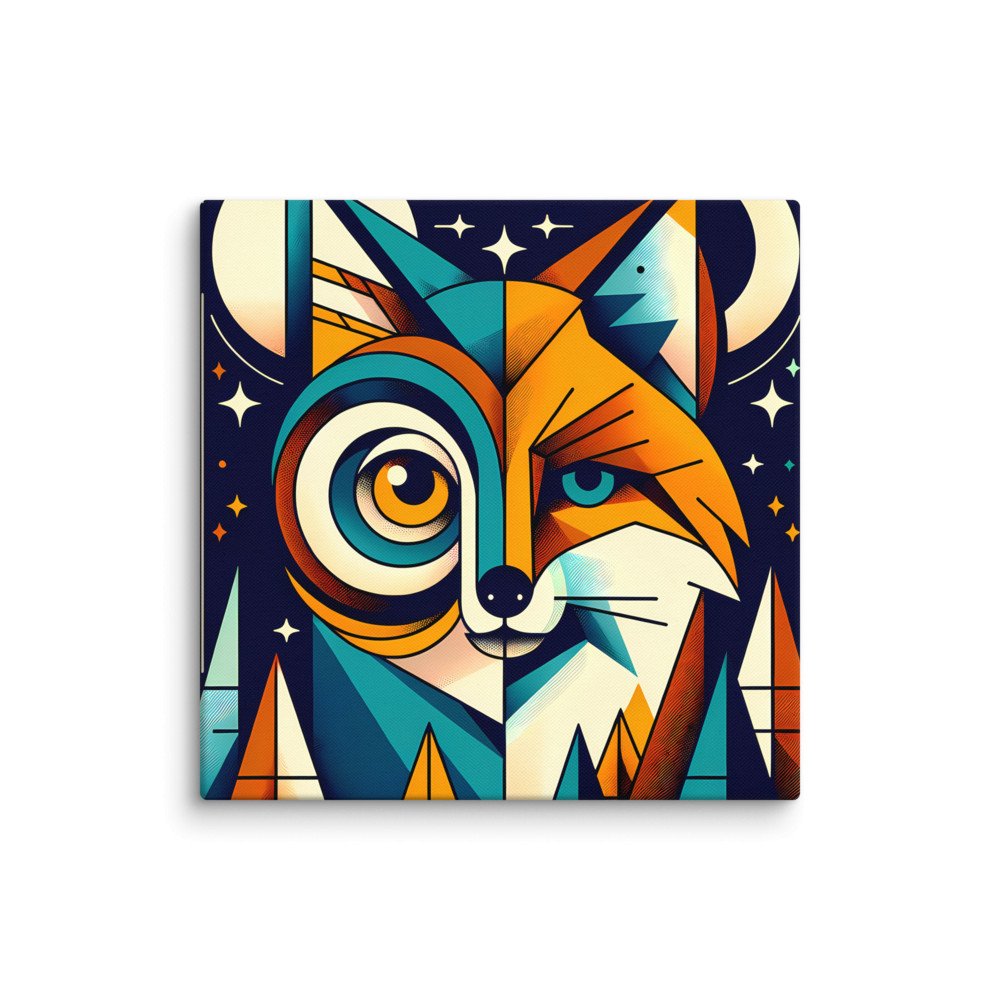 Geometric Fox and Owl Night Portrait