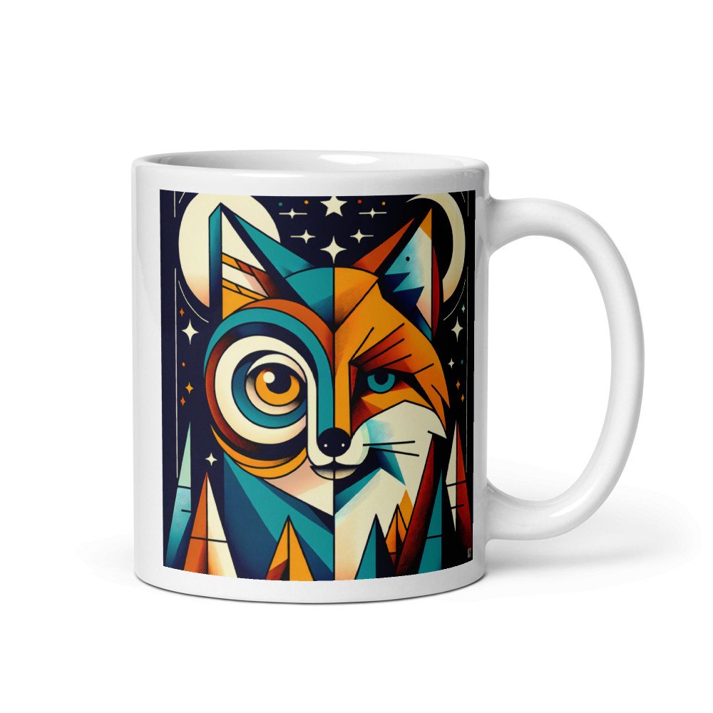 Geometric Fox and Owl Night Portrait