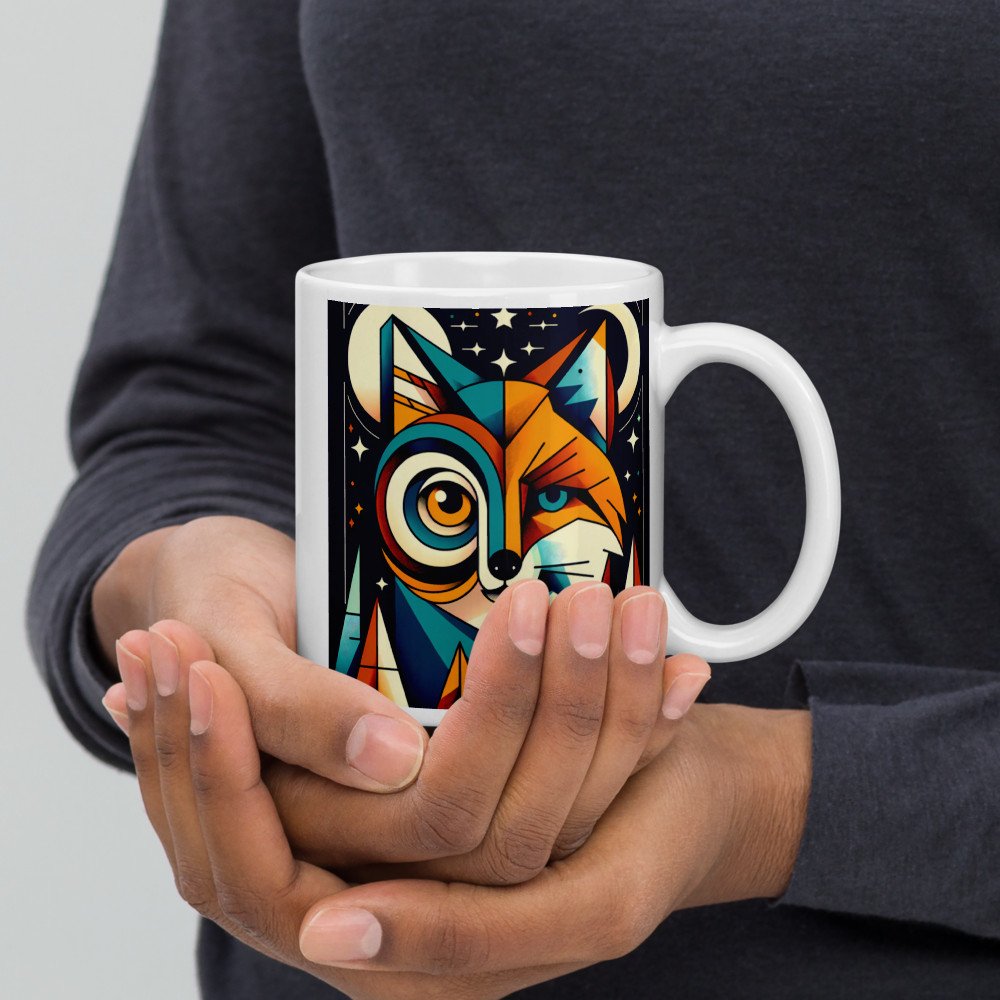 Geometric Fox and Owl Night Portrait