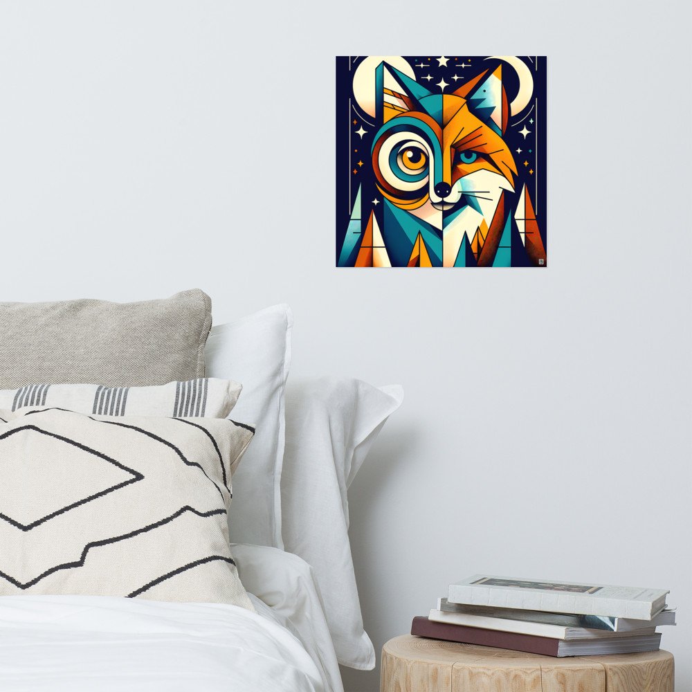 Geometric Fox and Owl Night Portrait