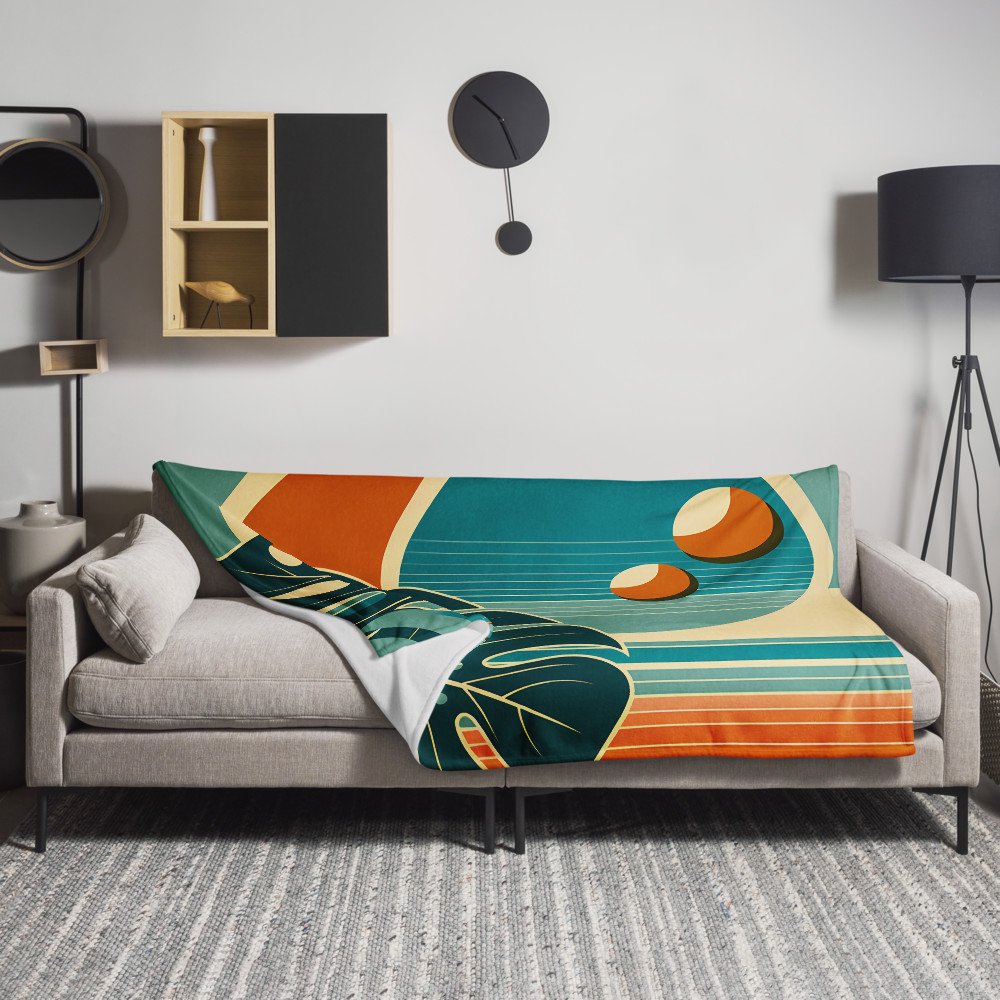 Abstract Monstera Leaf Sunset Geometry