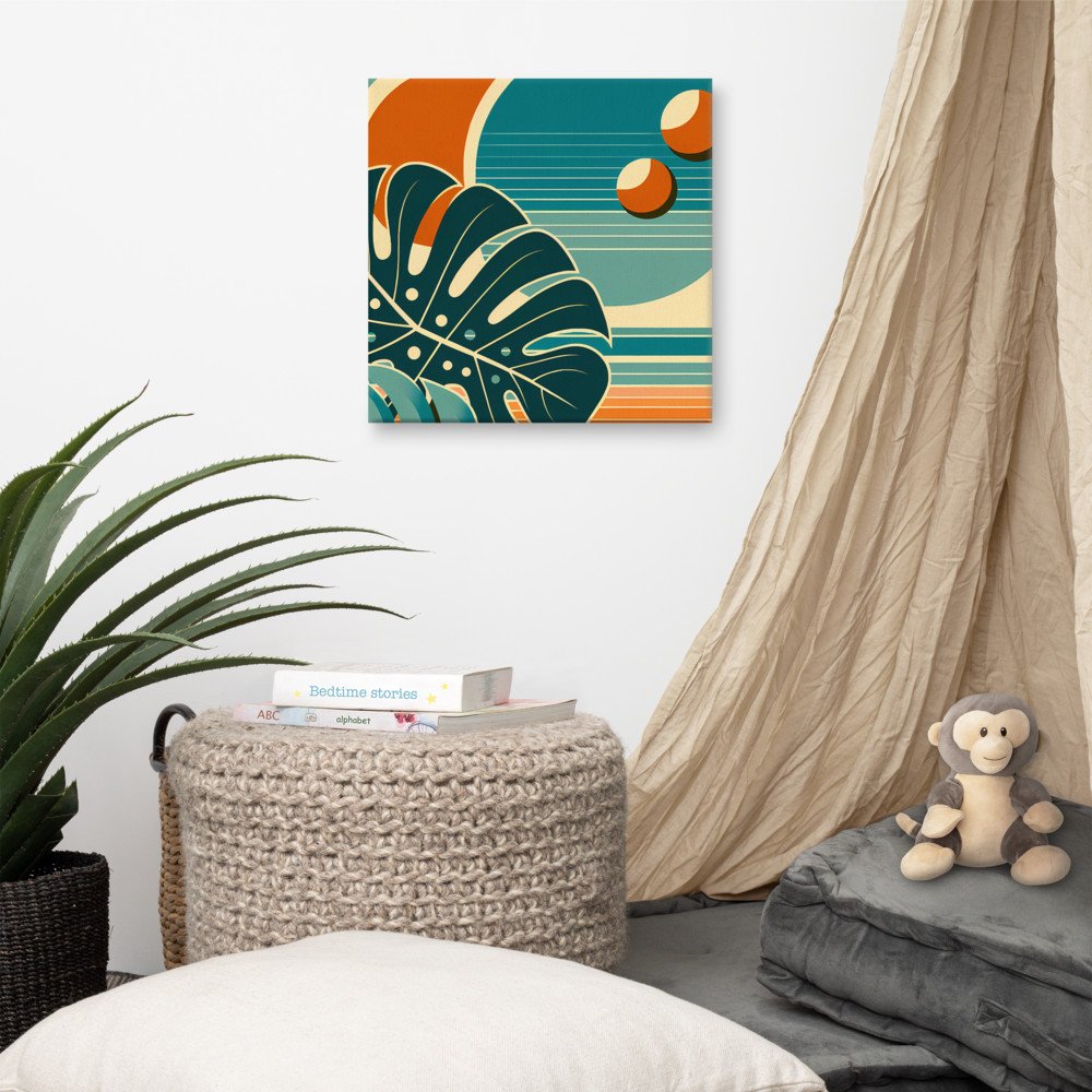 Abstract Monstera Leaf Sunset Geometry