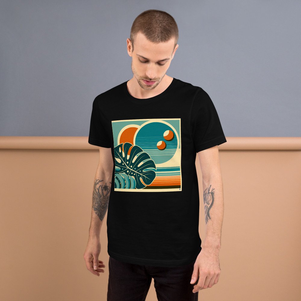 Abstract Monstera Leaf Sunset Geometry