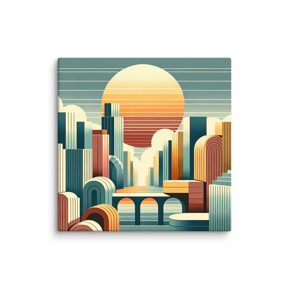Geometric Sunset Cityscape Illustration