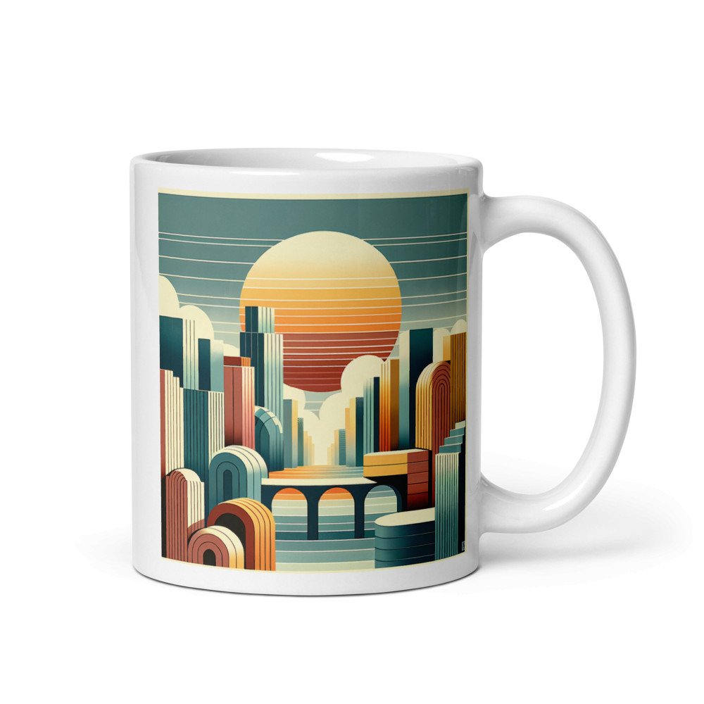 Geometric Sunset Cityscape Illustration