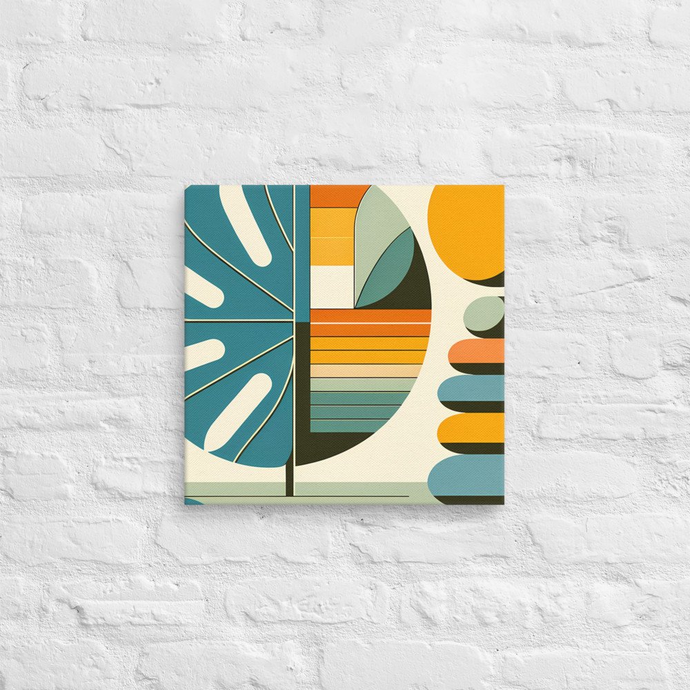 Geometric Monstera Leaf and Stacked Stones