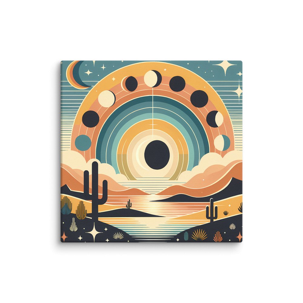 Geometric Moon Phases Desert Sunset