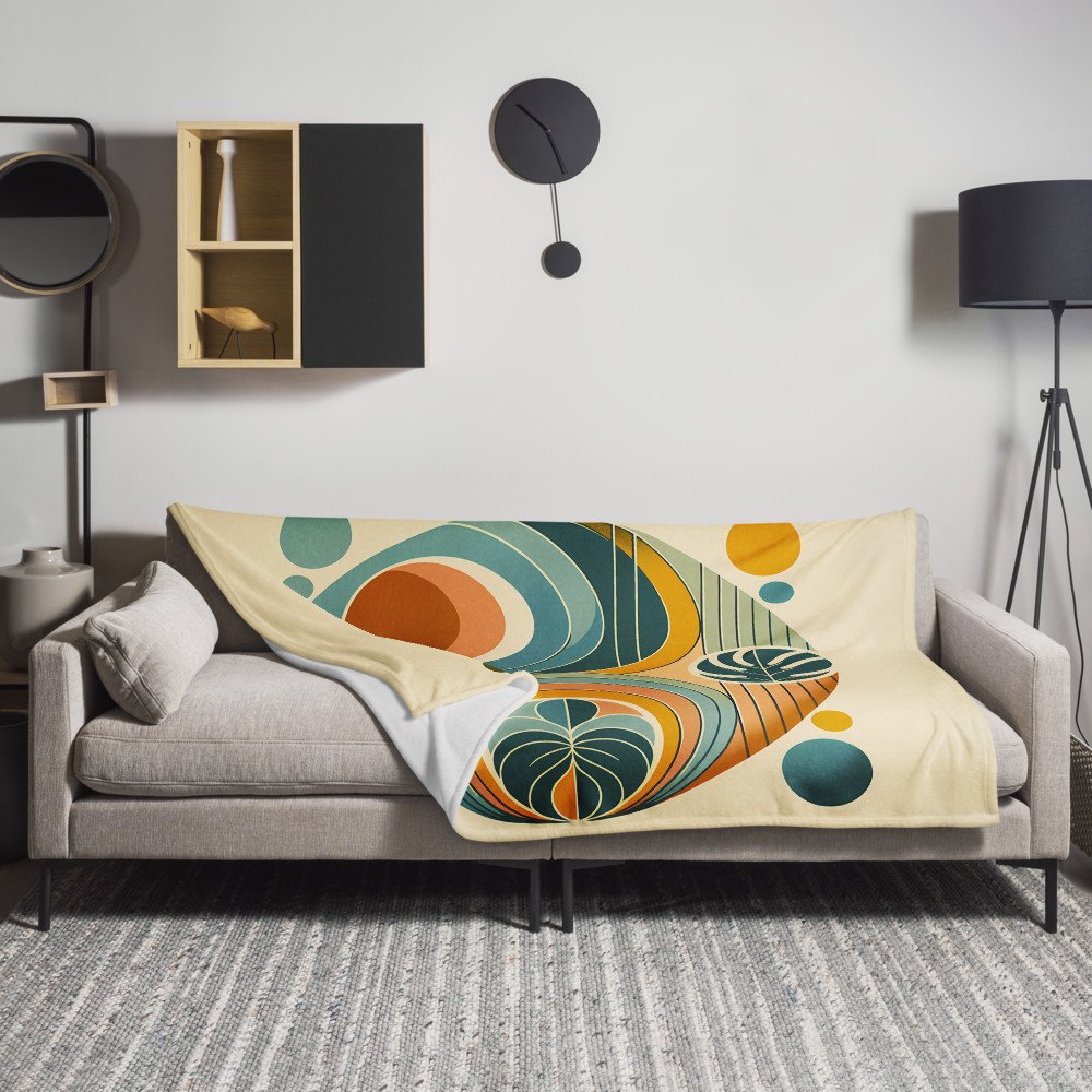 Abstract Botanical Circles in Teal and Ochre