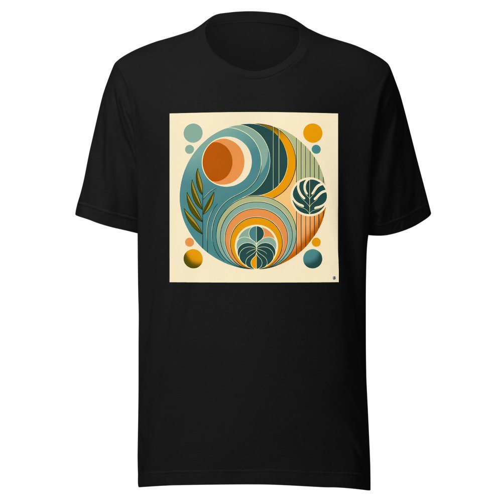 Abstract Botanical Circles in Teal and Ochre