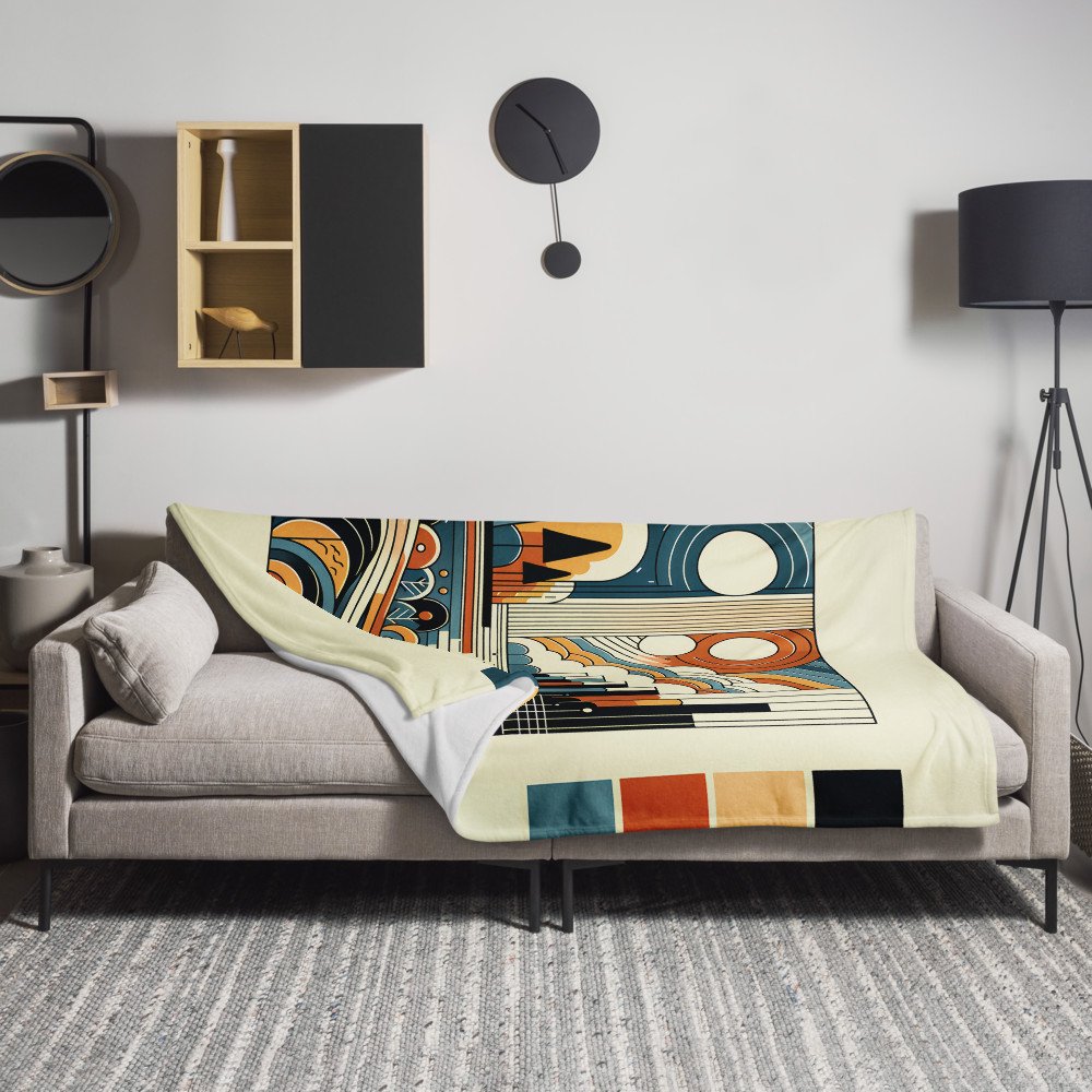 Retro Geometric Landscape with Bold Colours