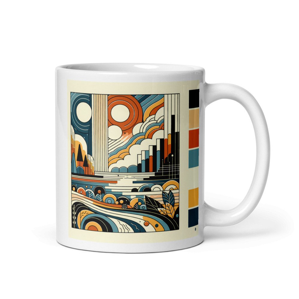 Retro Geometric Landscape with Bold Colours