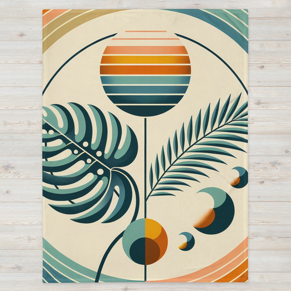 Abstract Botanical Sun and Tropical Leaves