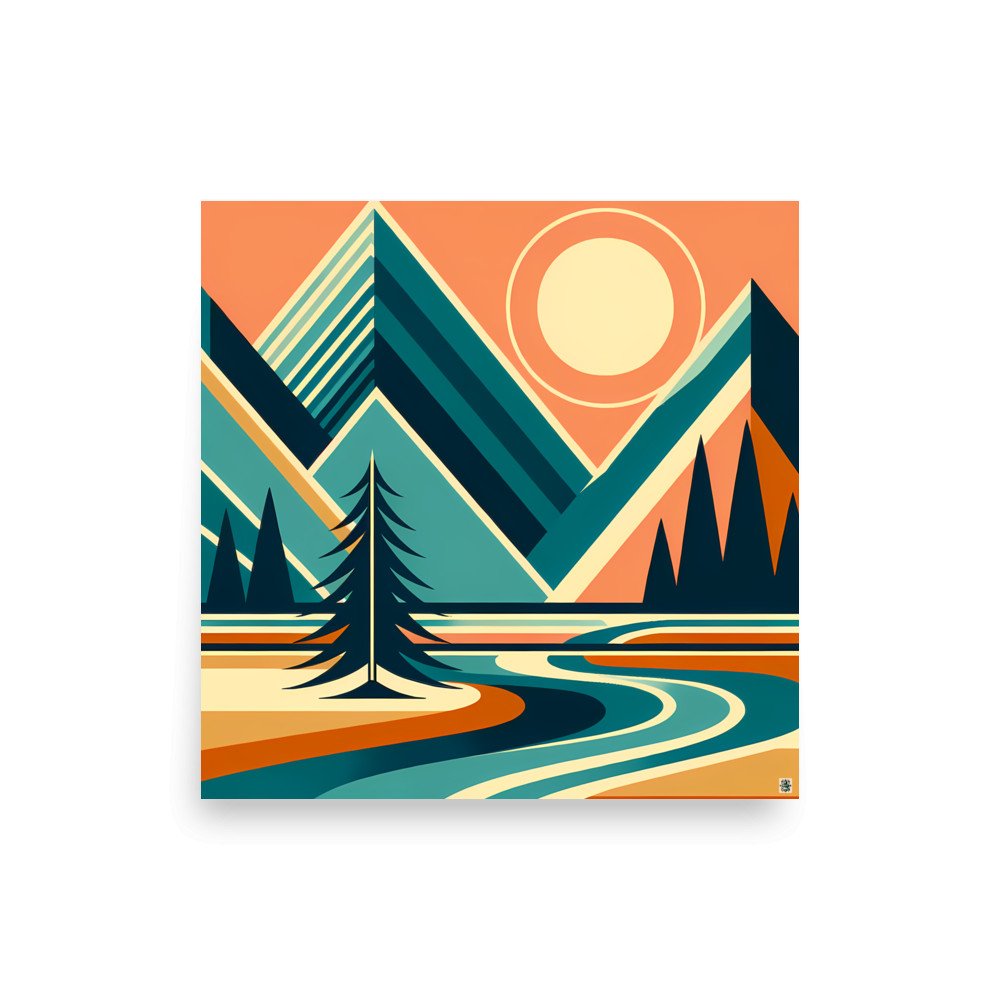 Geometric Mountain Peaks at Sunset