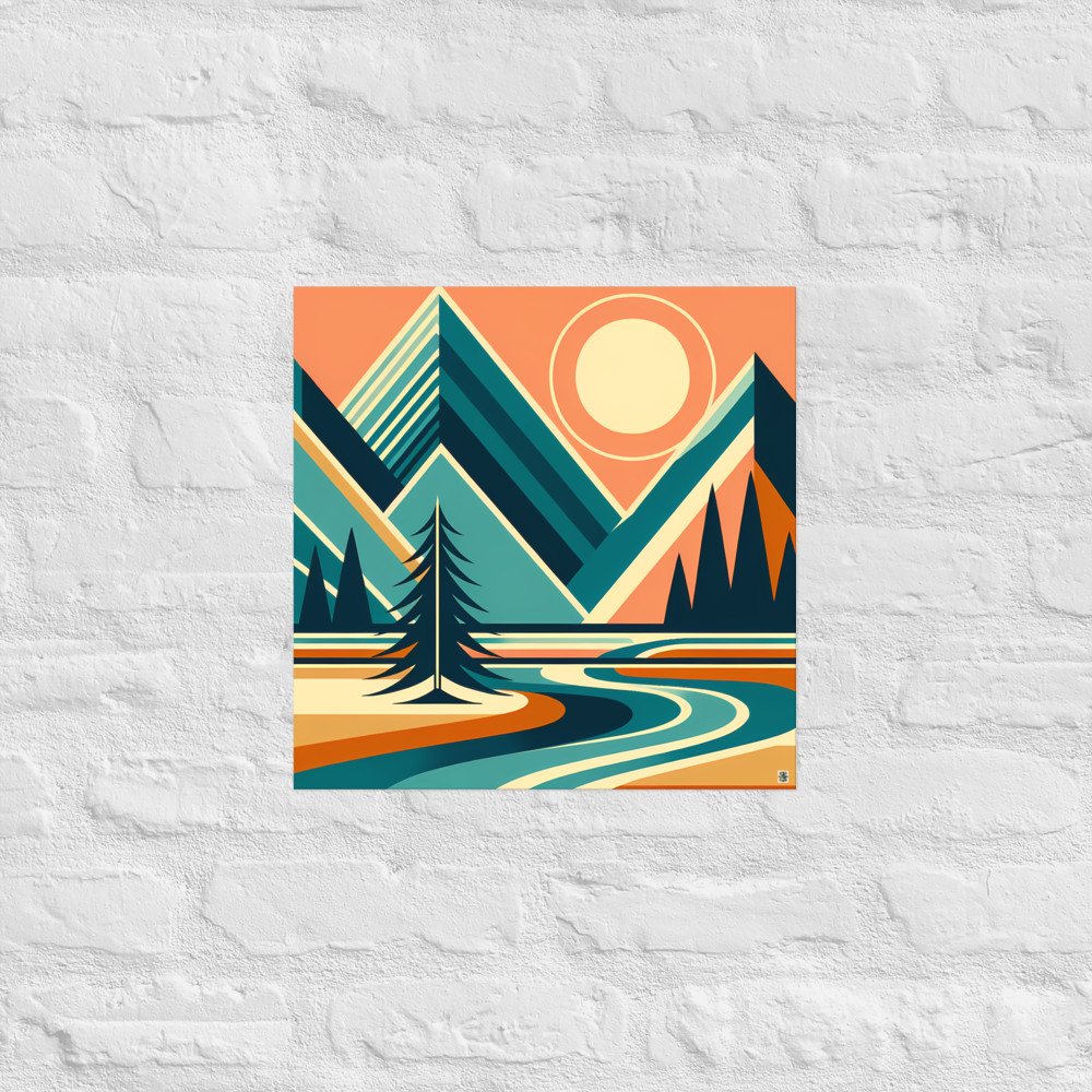 Geometric Mountain Peaks at Sunset