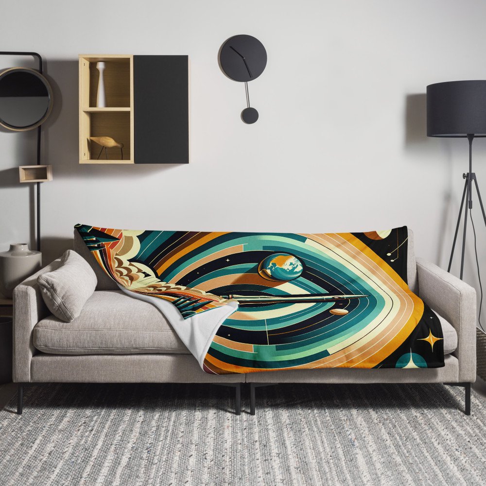 Retro Rocket Launch Geometric Space Illustration