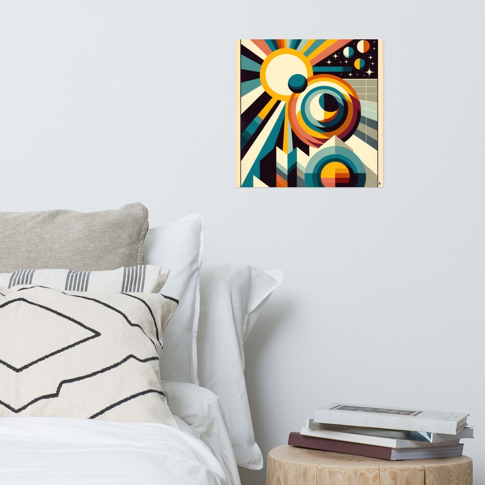Geometric Sun and Moon Abstract