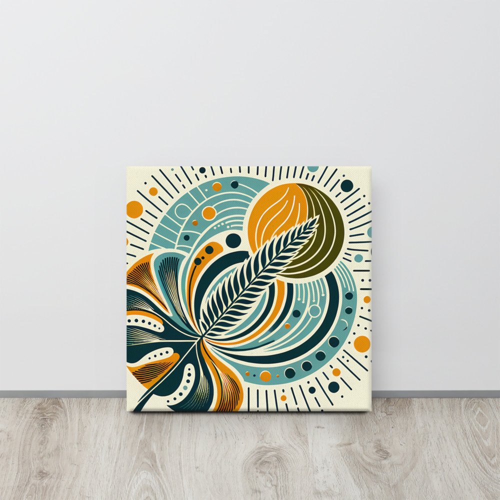 Abstract Botanical Leaf and Sunburst Design
